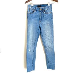 JCREW Merchantile Womens 27 Light Wash J6801 10" Raw Hem Skinny Jeans RR14